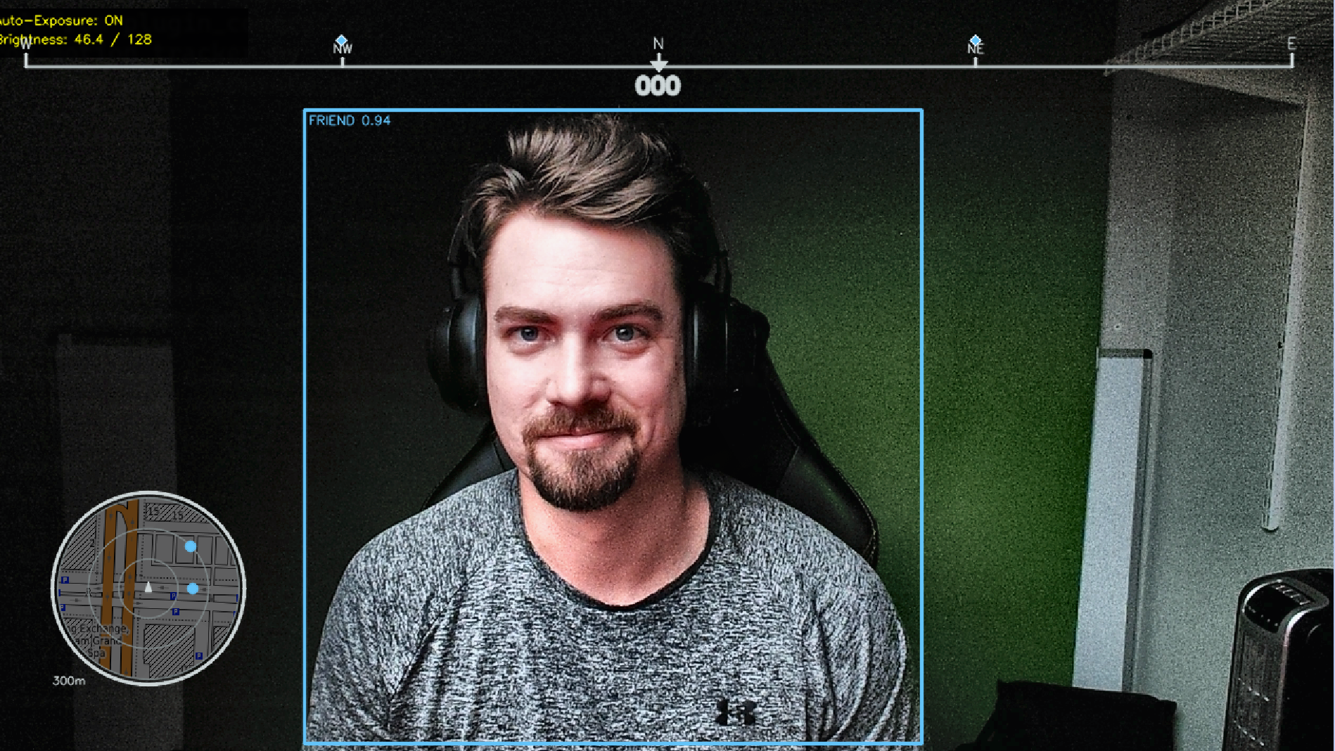 WARLOCK HUD display showing YOLO object detection overlay with real-time AI tracking